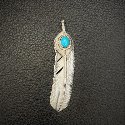 goros DELTAone International Silver Top Silver Rope Turquoise Feather Right XL 19415 40908a 1