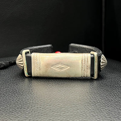 goros DELTAone International Leather Bracelet with Metal Black 27381 52323a 1