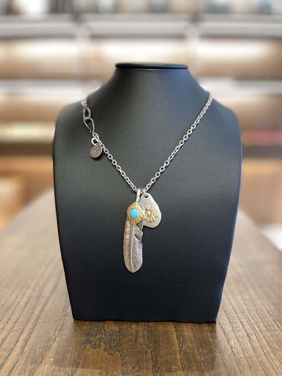 goros Gold Top Turquoise Feather with Metal Pendant Setup 1 1