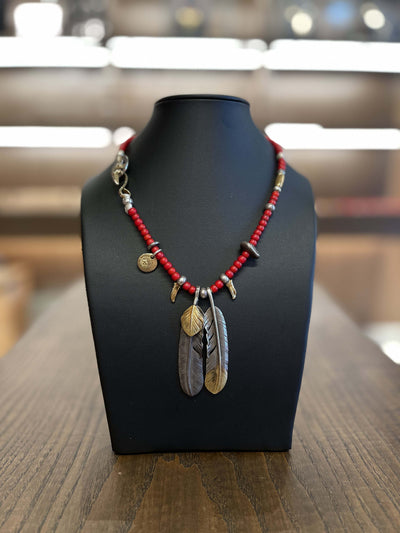 goro's Sample Setup | Double Feathers Setup with Antique Red Beads 1 1